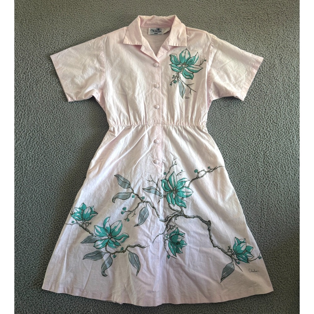Vitnage Alfred Shaheen Hawaiian Dress Size 8 Pink 100% Cotton Made in USA